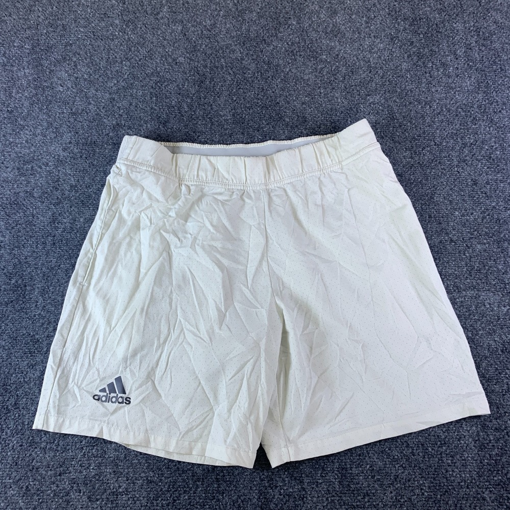 Adidas Barricade Tennis Shorts Mens Large Off White Logo Perforated Athletic